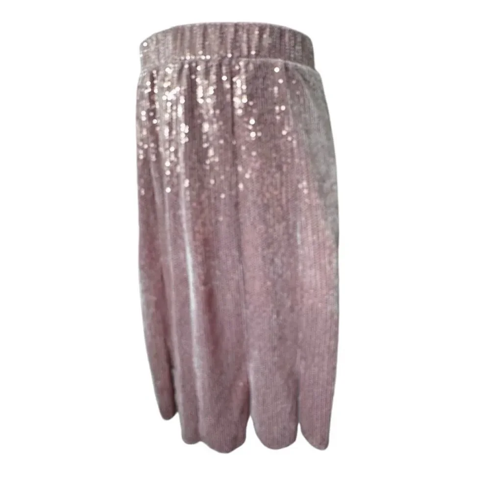 Isaac Mizrahi Live Pink Skirt Sequins Wearable Art Dressy Size S